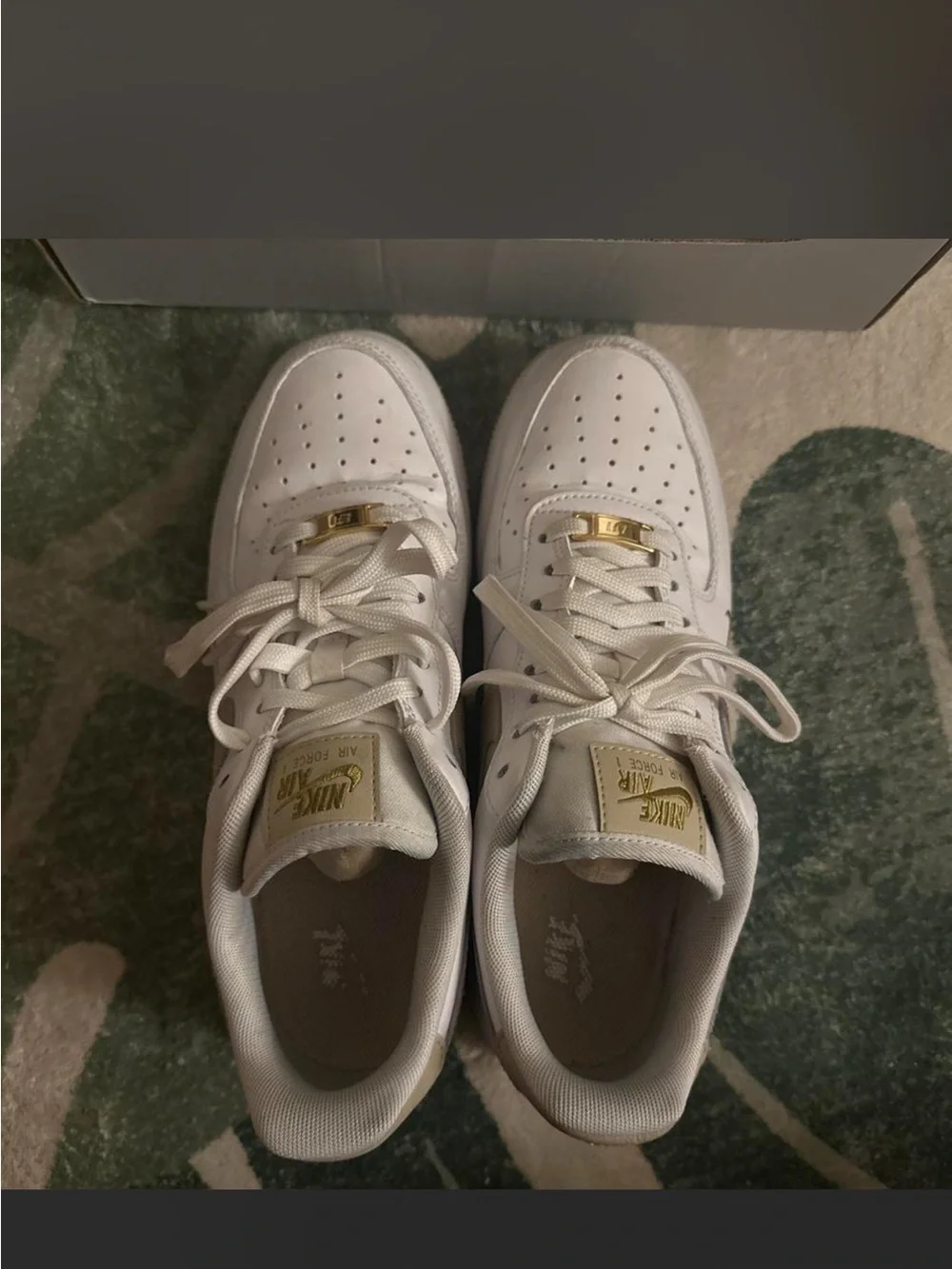 Nike White Air Force 1’s with Beige